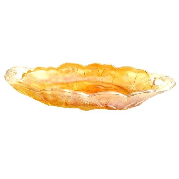 Vtg Indiana Carnival Glass Lily Pons Relish Candy Dish 9.5" Open Handle Oval - Picture 1 of 6